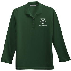 Photo of long sleeve ladies polo shirt with Osher logo.