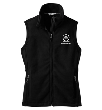 Photo of Ladies fleece vest with Osher logo.