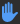 Screen shot of what the Raise Hand icon looks like when active. A blue palm on a black background.
